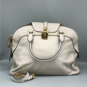 BURBERRY Cream Handbag with Gold Accents